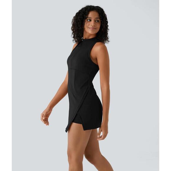 Halara Dresses & Skirts - NWT Halara Zipper RacerPocket 2-Piece Mini Tennis Active Dress Size Small